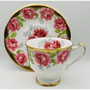 Bell Lady Alexandra Rose Teacup Saucer Set Bone China England Pink Floral Gold